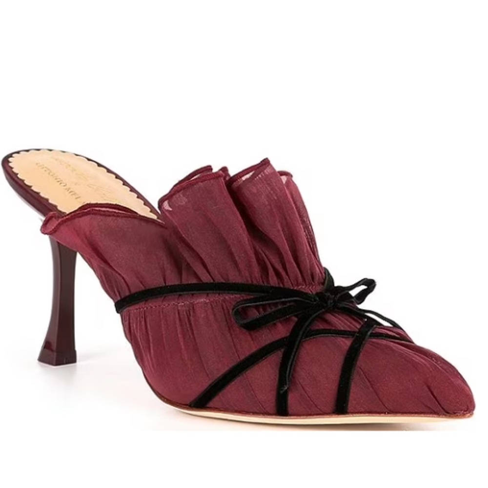 Antonio Melani x Nicola Bathie Sophia Chiffon Velvet Bow Dress Mules